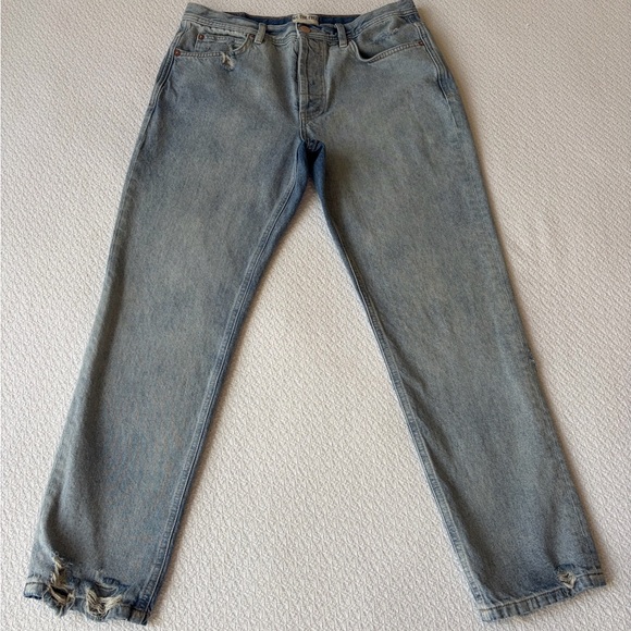 Free People relaxed straight leg jeans distressed at hem intentional size 30